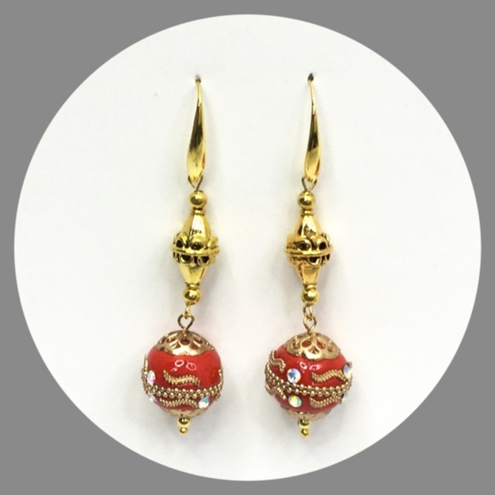 Orange & Gold Drop/Dangle Earrings